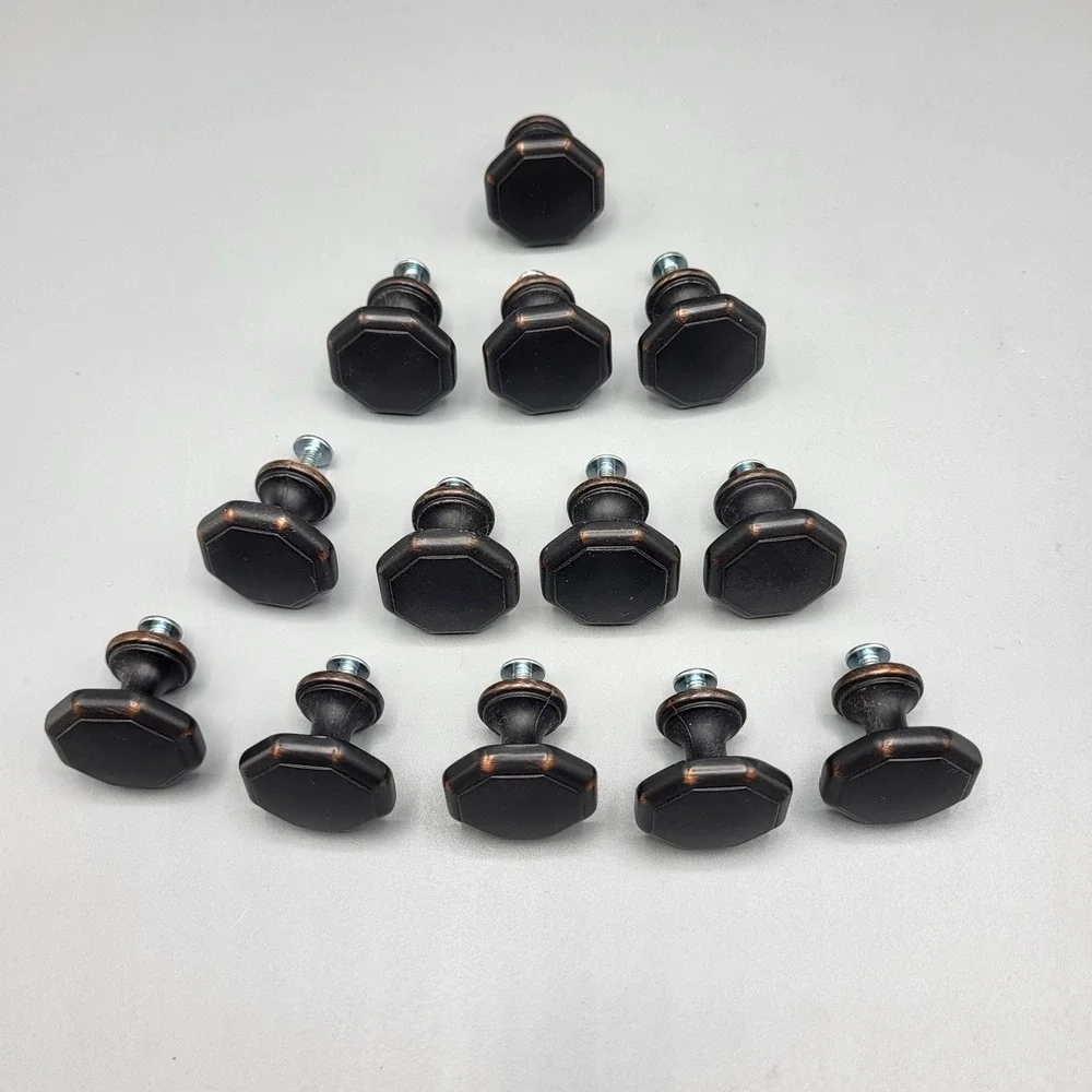 13 Octagonal Cabinet Knobs Oil Rubbed Bronze Finish For Drawers & Doors